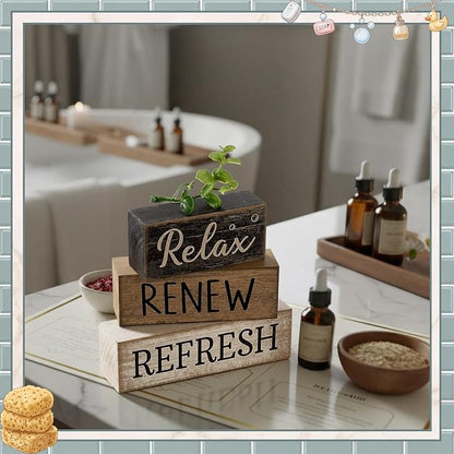 Moucuny 4 Pcs Bathroom Shelf Decor Sign Farmhouse Bathroom Decor and - Image 7