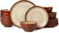 Ceramic Dinnerware Sets for 6, 18 Pieces Stoneware Plates and Bowls Sets by Pokini