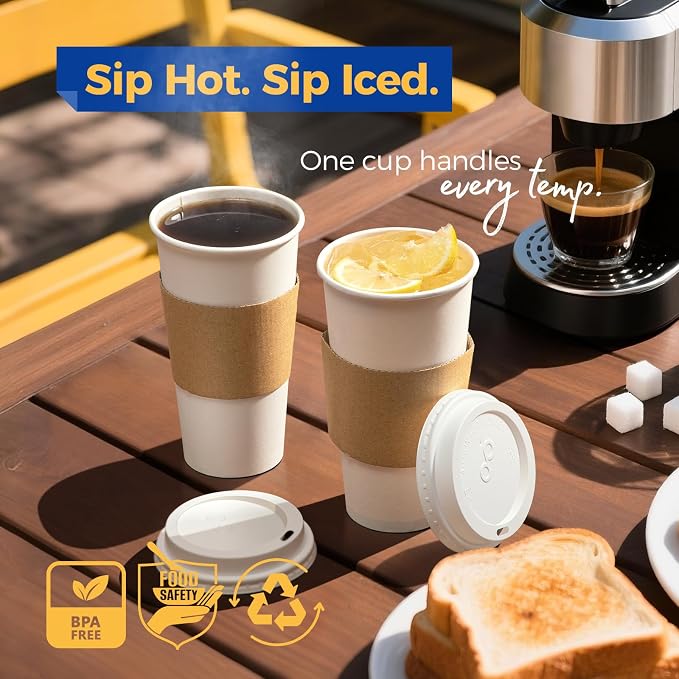 Fit Meal Prep 100 Pack 20 oz Disposable Coffee Cups - Image 4