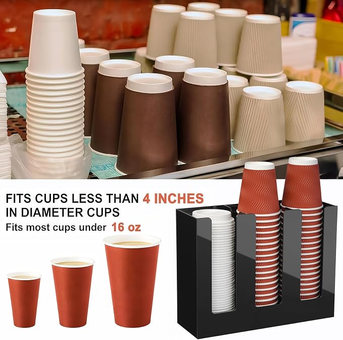 Coffee Cup Holder, Cup and Lid Organizer fits 5 to 16 oz Disposable Cups | - Image 6