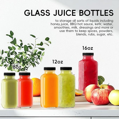 12 oz Glass Juice Bottles with Lids 3-Pack - Image 5