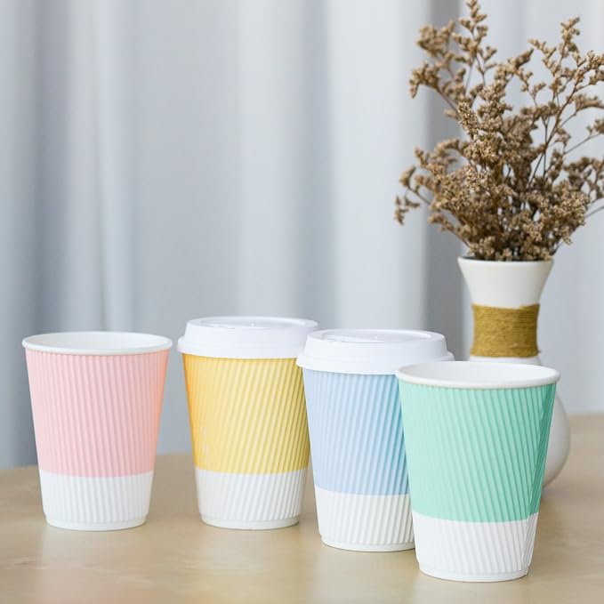 Disposable Coffee Cups With Lids - 12 oz To Go Coffee Cup With Lid. Durable - Image 2