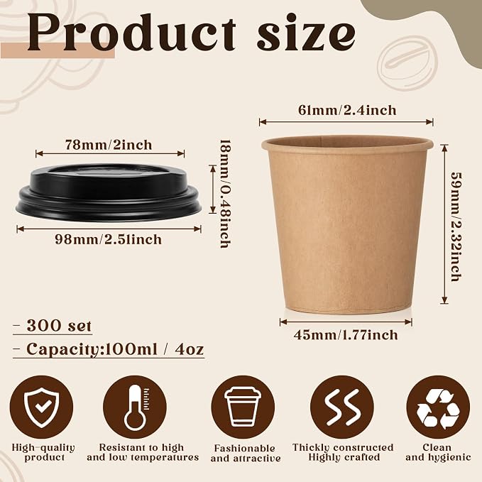 300 Sets 4 oz Disposable Espresso Cup - Image 2
