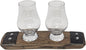 Premium 2 glass whiskey flight/Whiskey coaster/Crystal glass holder/Bar Decor/Barerl-Art (With Crystal Glasses)