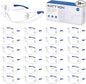 Clear Safety Glasses 24 Pack, Polycarbonate Lens with Rubber Temples, Safety Goggles Anti-Scratch Impact Resistant, Eye Protection for Work Lab Construction, Clear Lens/Blue Frame