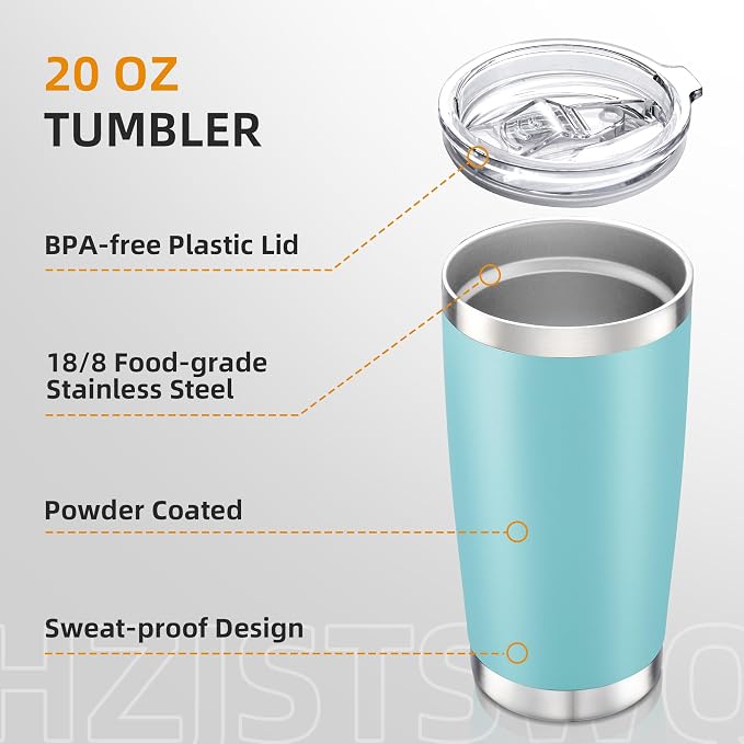 20oz Tumbler Bulk with Lid Stainless Steel Tumblers, 12 Pack | Leak Proof Lid - Image 3