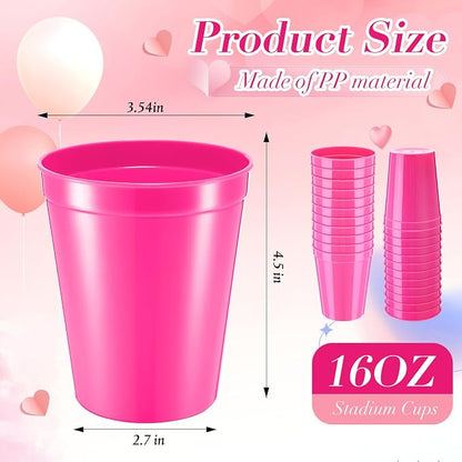 Yungyan 50 Pack 16 oz Stadium Cups Reusable Plastic Cups Blank Drink Stadium - Image 2