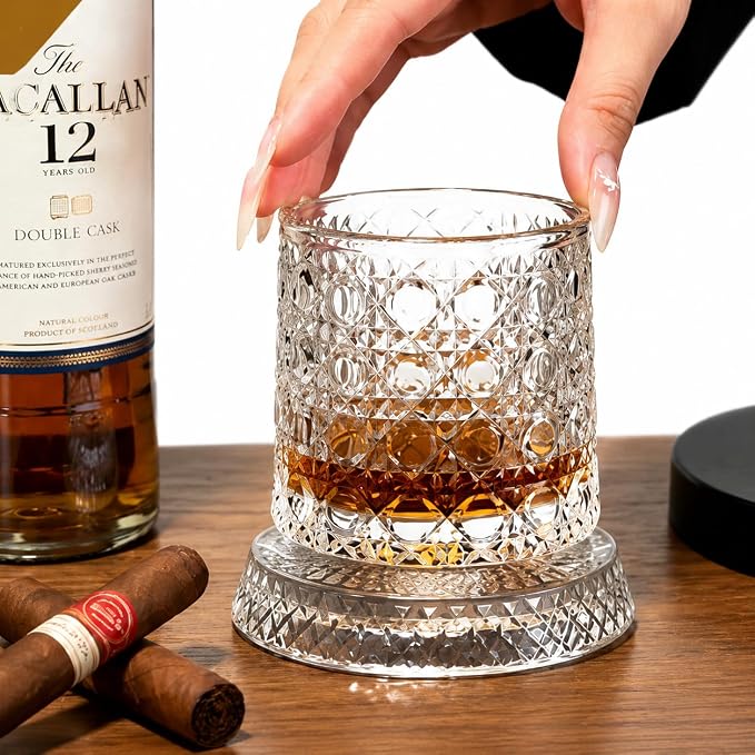 Rotating Whiskey Glass 280ML, Crystal Clear Crystal Spinning Drinking Glass - Image 5