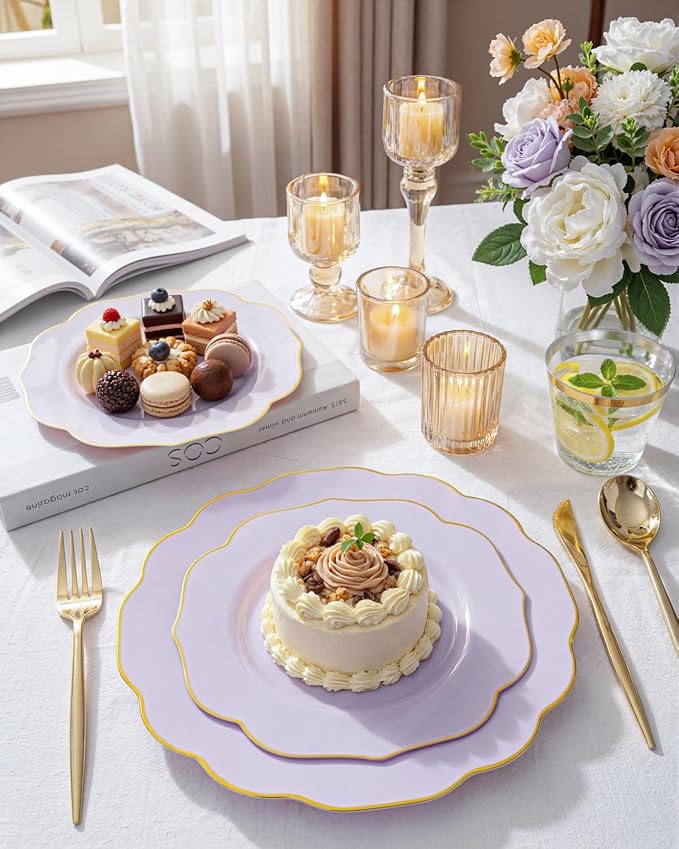 bUCLA 180PCS Purple Plastic Plates - Image 7