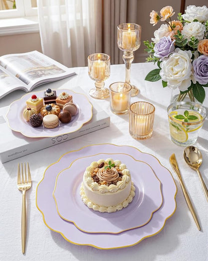 bUCLA 180PCS Purple Plastic Plates - Image 7