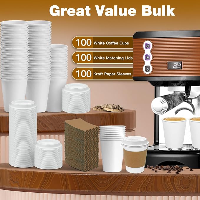 Ginkgo 100 Pack 8 oz Thickened Coffee Cups - Image 6