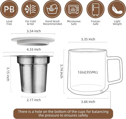 CNGLASS 12oz Double Walled Glass Tea Cup - Image 2