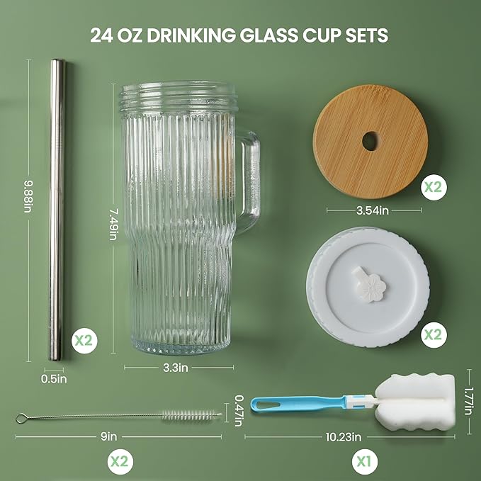 Birity 24oz Ribbed Glass Cup - Image 4