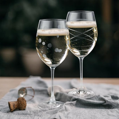 Joeyan Hand Blown Etched Red and White Wine Glasses, Stemmed Glasses - Image 2