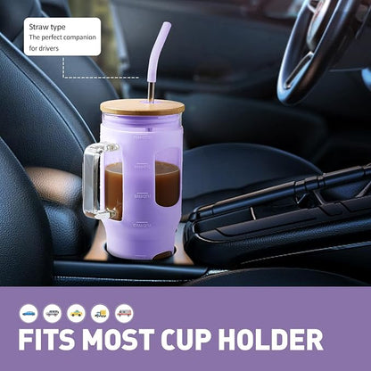 WINSA 32 oz Glass Tumbler with Straw and Lid, Glass Water Bottles with Time - Image 5