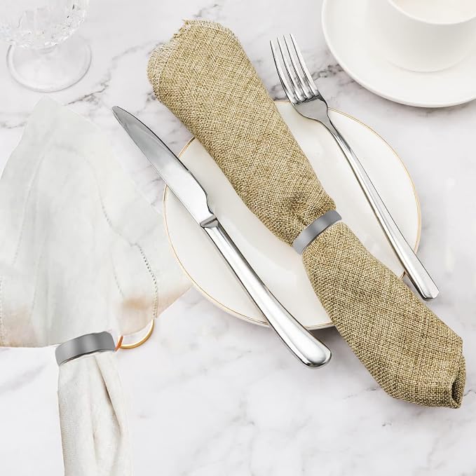 Grey Napkin Rings-10 Pcs Stainless Steel Napkin Rings | Metal Napkin Ring - Image 3