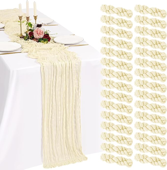30 Pack Cheesecloth Table Runner 10FT Beige Table Runner Boho Gauze Cheese by Showgeous