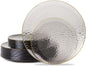 Hioasis 60pcs Black Plastic Plates - Gold Rimmed Disposable, Hammered, Heavy-duty Dinnerware Set Suitable for 30 Guests, 10.25" Dinner & 7.5" Dessert Plates for Party & Wedding