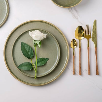 AmorArc Stoneware Dinner Plates Set of 4, 10.5 Inch Reactive Matte Glaze Ceramic Plates Set, Modern Dinnerware Dish set for Kitchen, Microwave, Dishwasher Safe