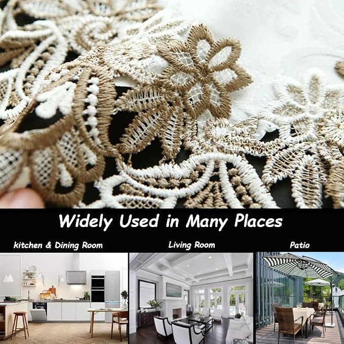 Sandweek Washable Lace Floral Embroidered Rectangle Table Runner Scarf Wedding - Image 6