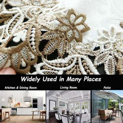 Sandweek Washable Lace Floral Embroidered Rectangle Table Runner Scarf Wedding - Image 6