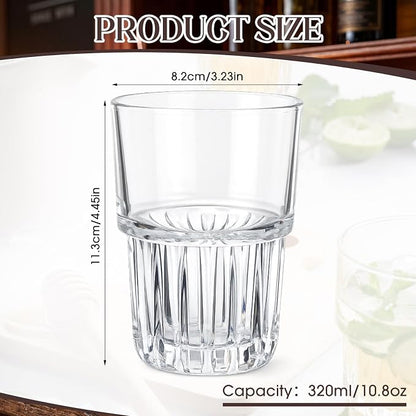 6 Pack 11 oz Drinking Glasses Stackable Iced Latte Coffee Cup, Beer Cocktail - Image 3