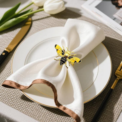 Bee Napkin Rings Set of 12 Glossy Yellow Honeybee Napkin Holders - Image 7