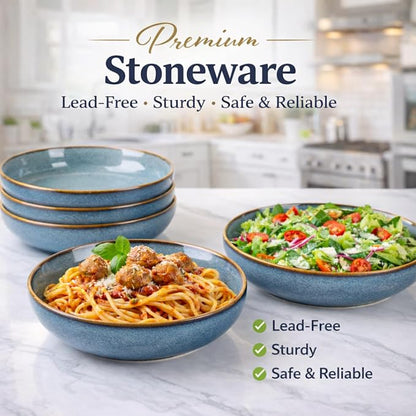 GBhome 8.75'' Large Ceramic Pasta Bowls, 38oz Stoneware Pasta Serving Bowls Set - Image 6