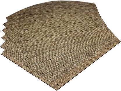 Wedge Shape Placemats for Round Dinner Table Woven Vinyl Wipe Clean Non Slip Plastic Table Mats Set of 4（Khaki）