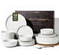 Stoneware Dinnerware Sets for 6, Plates and Bowls, Chip & Scratch Resistant by FamiwarePremium