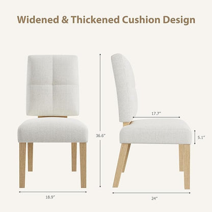 Wooden Dining Chairs Set of 4, Dining Room Chairs with Wood Legs, Cloud-Like Cushion & Reinforcement Structure Design for Kitchen/Living Room/Restaurant, Easy Assembly