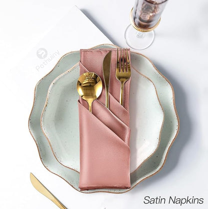 P Pothuiny 24 Pcs Rose Gold Satin Napkins 17 x 17 Inch, Satin Cloth Napkins | - Image 5