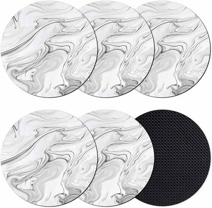 White Gray Marble Coasters Set of 6, Modern Minimalist Abstract Texture Soft by PIEPLE