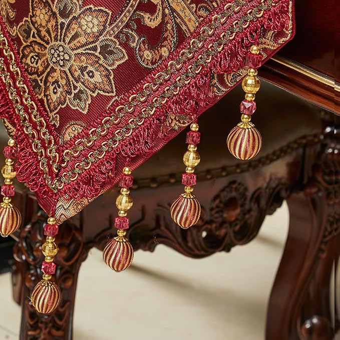 Luxury Vintage Design Table Runner 60 inches Long Embroidery Jacquard Fabric - Image 4
