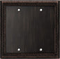 Henne Bery Sunken Pearls Heavy Duty Decorative Wall Plate Switch Plate Outlet Cover (Double Blank, Aged Bronze)