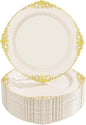 Nervure 100Pcs 10.25'' Ivory Plastic Plates, Party Plates by Nervure