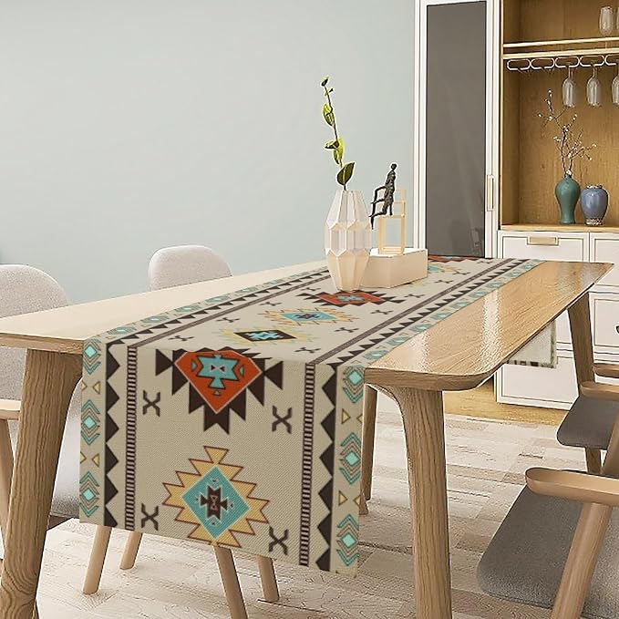 Aztec Southwest Table Runner, Ethnic Style Design Geometric Table Runners - Image 2