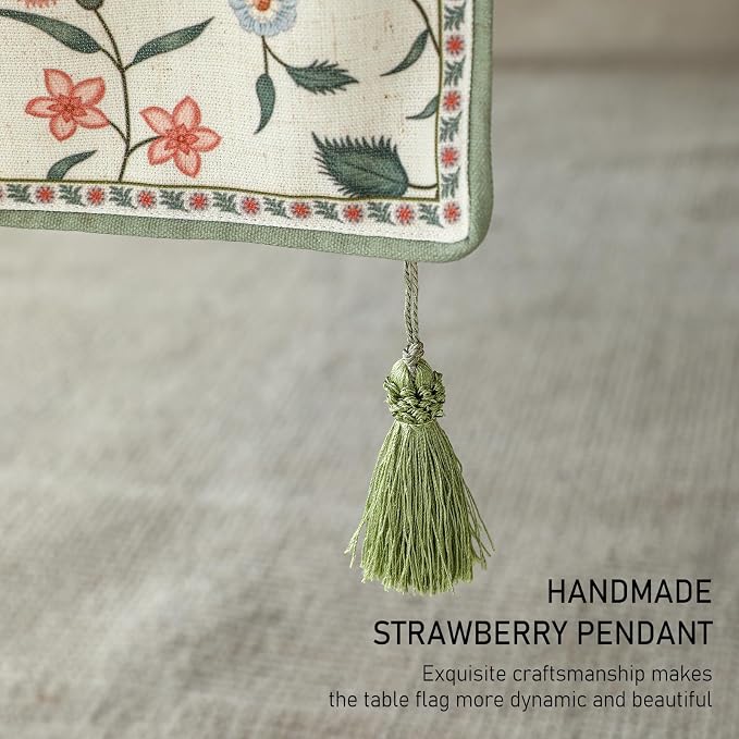 Designer Vintage Linen Extra Long Table Runner, Floral Pattern, Dining Table - Image 6