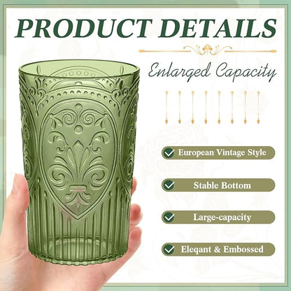 48 Pcs 16 oz Plastic Vintage Drinking Glasses Stemless Ribbed Highball Glasses - Image 2