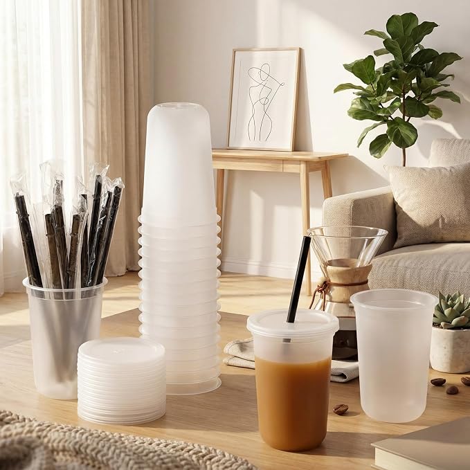Lounsweer 15 Pcs Clear Reusable Cups - Image 2