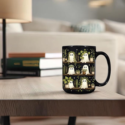 Hyturtle Cute Ghost Plant Mug 15 Oz And Keychain Book Lover Gifts | Book Gifts - Image 6