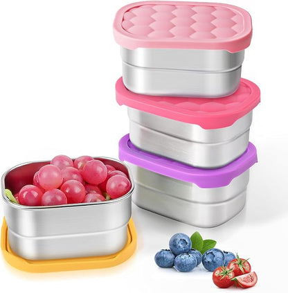 4Pack Small 8oz Stainless Steel Snack Containers by Tanjiae