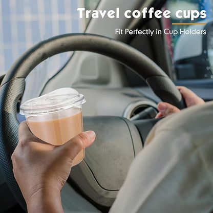 50 Sets 12 oz Clear Plastic Cups with Strawless Sip Lids, Thickened Clear Disposable Plastic PET Crystal Cups for Iced Coffee, Smoothie, Cold Beverage, Drink Shops and Party Catering