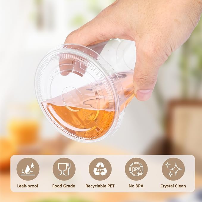 tchrules 100 Set 18oz Clear Round Bottom Plastic Cups - Image 4