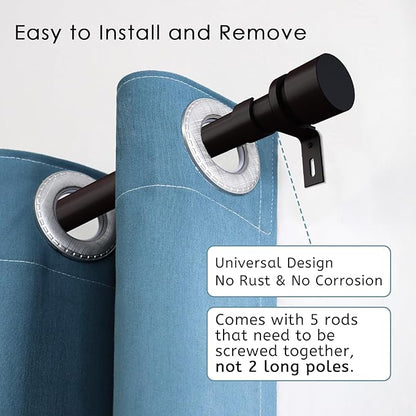 Curtain Rods for Windows 16 to 88 Inches Adjustable Length 1 Inch Diameter Window Curtain Rod with Aluminium End Cap, Antique Bronze