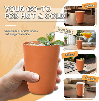 Wrova Wheat Straw Cups 6 PCS Good Alternative to Plastic Reusable Cups 12 oz - Image 4