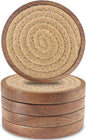 Wood Coasters for Drinks, Eykao Absorbent Coaster Sets of 5, Woven Drink by Eykao