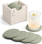 Fluxynara Felt Coasters with Holder, Sage | Round Felt Coasters, Heat-Resistant by FLUXYNARA