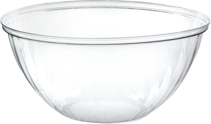 PLASTICPRO Disposable 96 Ounce Round Crystal Clear Plastic Serving Bowls, Party Snack or Salad Bowl, Chip Bowls, Snack Bowls, Candy Dish, Salad Container Pack of 4