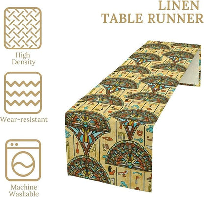 Vintage Ancient Egypt Table Runner Old Egyptian Hieroglyphics Print Mysterious - Image 4